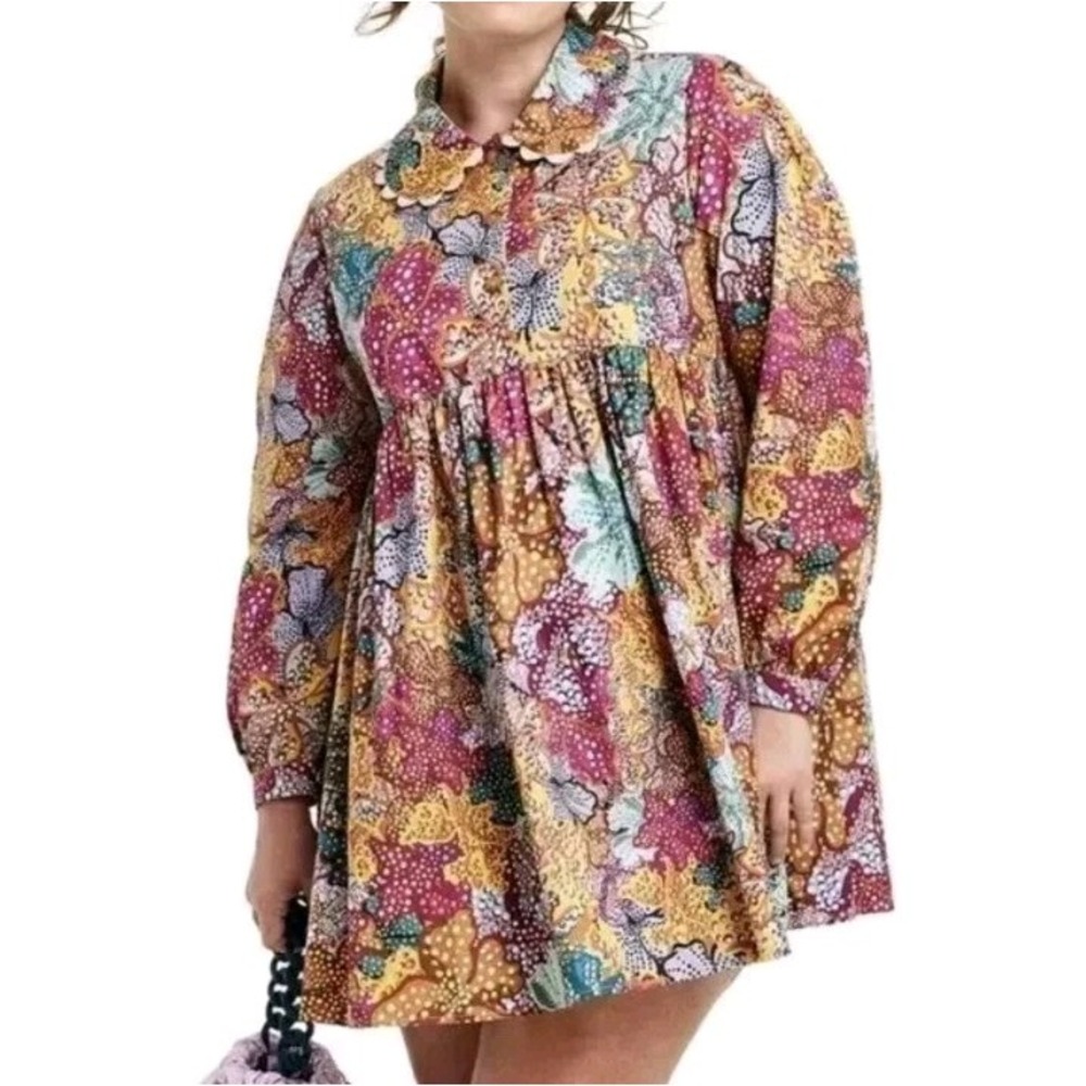 NEW!! Kika Vargas x Target Anemone Floral Mini Dress Womens Size S Oversized - Picture 1 of 11